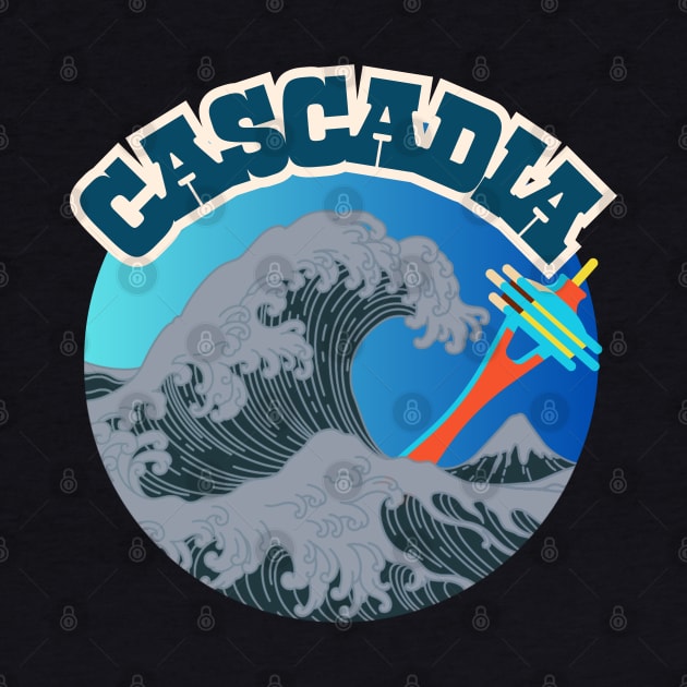 Cascadia. Retro Vintage Great Wave Noir Pacific Northwest Style by SwagOMart